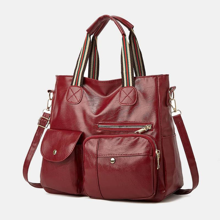 Tragetasche mit mehreren Taschen für Damen, Schultertasche aus PU-Leder, Umhängetasche