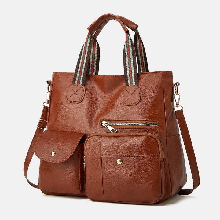 Tragetasche mit mehreren Taschen für Damen, Schultertasche aus PU-Leder, Umhängetasche