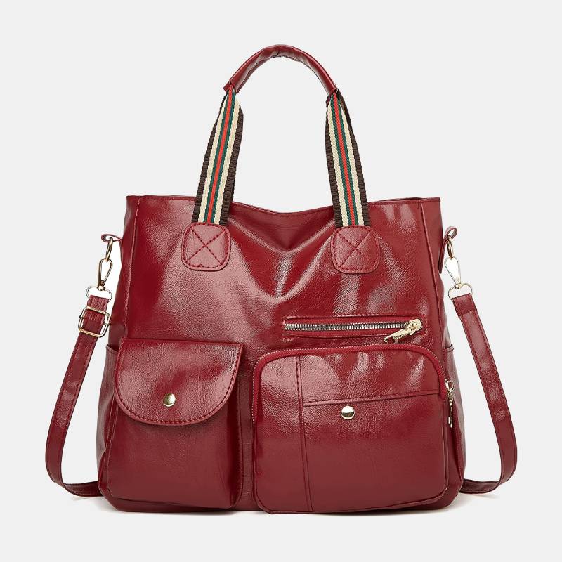 Tragetasche mit mehreren Taschen für Damen, Schultertasche aus PU-Leder, Umhängetasche