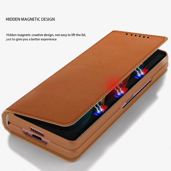 Samsung Z Fold 2/3/4/5/6 Geteilte Clamshell-Telefonhülle aus Leder