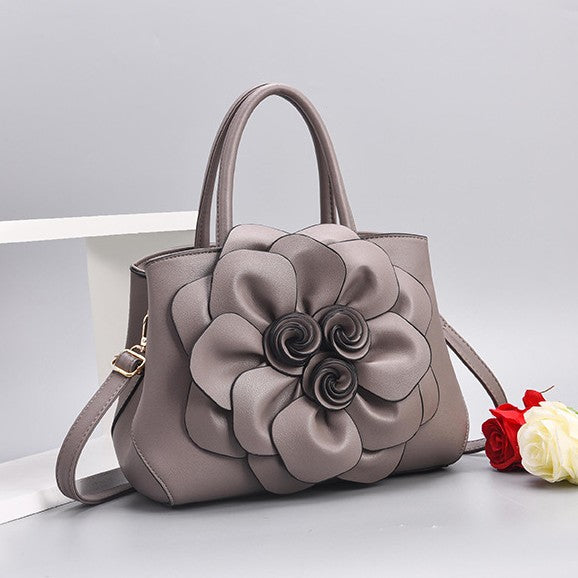 Damen Floral Elegante Schultertasche Vegan Leder Handtasche Satchel Geldbörsen