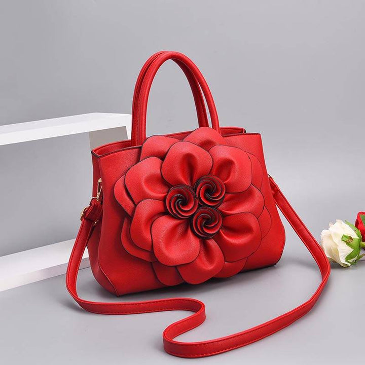 Damen Floral Elegante Schultertasche Vegan Leder Handtasche Satchel Geldbörsen