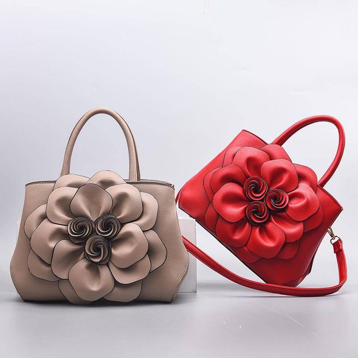 Damen Floral Elegante Schultertasche Vegan Leder Handtasche Satchel Geldbörsen