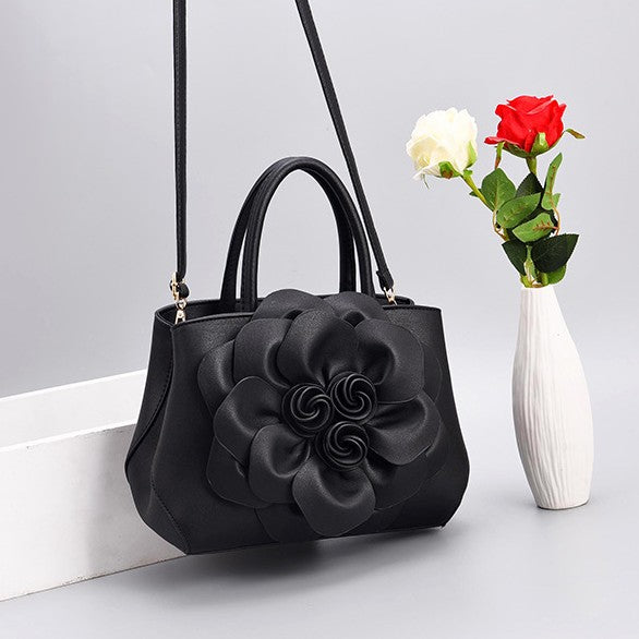 Damen Floral Elegante Schultertasche Vegan Leder Handtasche Satchel Geldbörsen