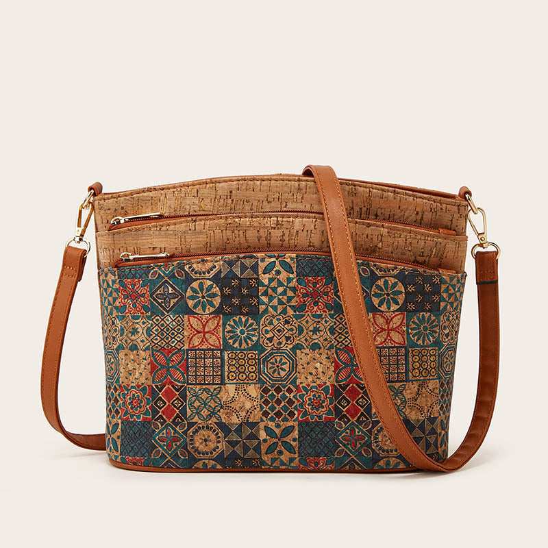 Umhängetasche mit Blumenmuster, für Damen, Retro-Schultertasche