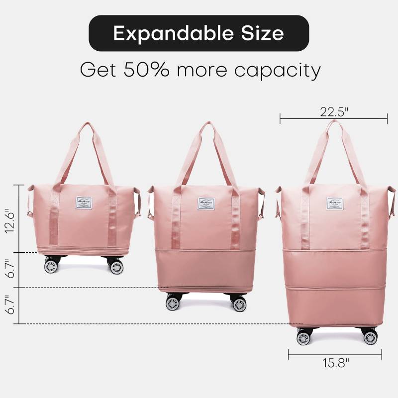 Erweiterbare Reisetasche mit abnehmbaren Rädern, große Einkaufstasche, Handtasche, Geldbörse