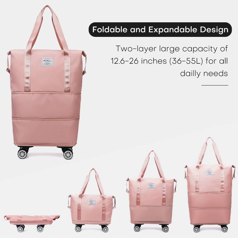 Erweiterbare Reisetasche mit abnehmbaren Rädern, große Einkaufstasche, Handtasche, Geldbörse
