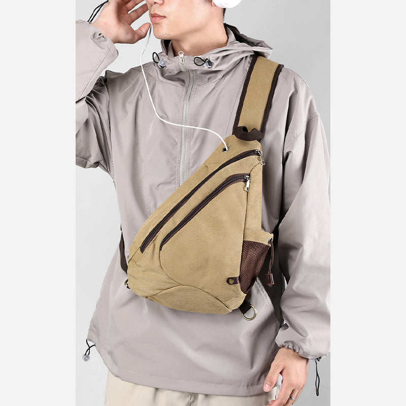 Multifunktionale Fahrradgeldbörse für Herren, große Kapazität, Schultertasche aus Canvas