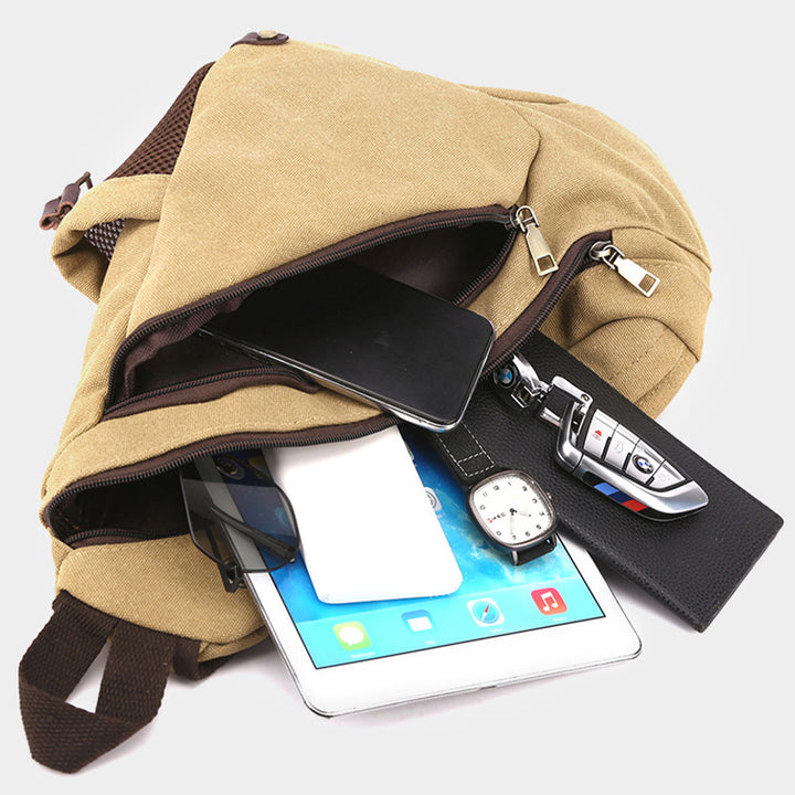 Multifunktionale Fahrradgeldbörse für Herren, große Kapazität, Schultertasche aus Canvas