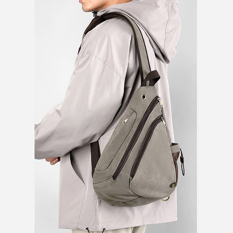 Multifunktionale Fahrradgeldbörse für Herren, große Kapazität, Schultertasche aus Canvas