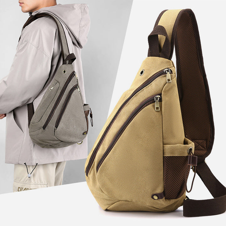 Multifunktionale Fahrradgeldbörse für Herren, große Kapazität, Schultertasche aus Canvas