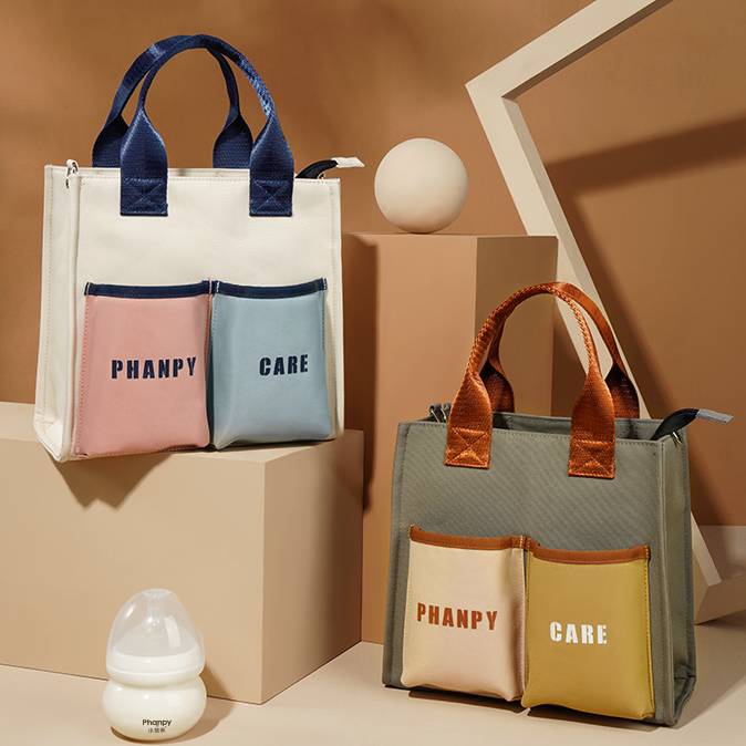 Funktionelle Handtasche, Tote Mommy Bag, Schultertasche mit mehreren Taschen und Umhängegurt