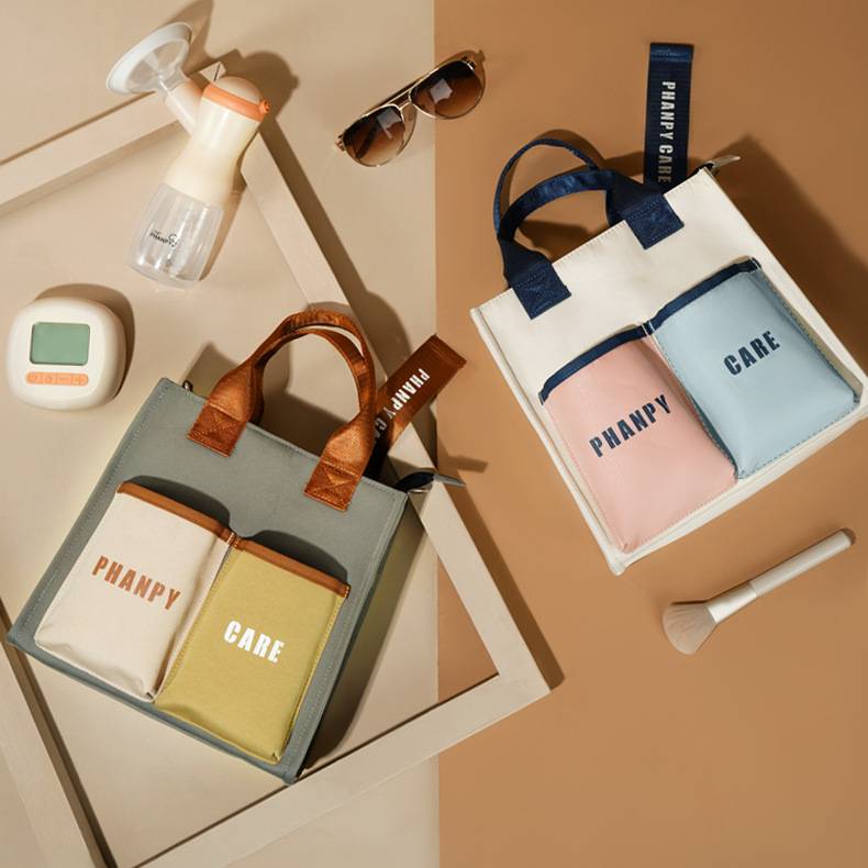 Funktionelle Handtasche, Tote Mommy Bag, Schultertasche mit mehreren Taschen und Umhängegurt