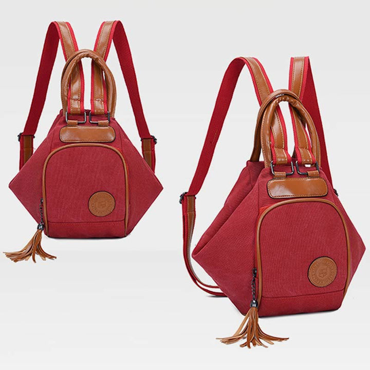 Multifunktionaler Damen-Rucksack mit Quastendekor, tragendem Canvas, Reise-Tagesrucksack