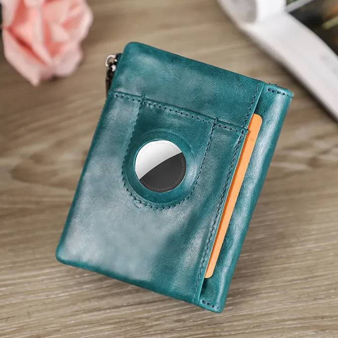 Diebstahlsicheres Apple Wallet Echtleder RFID-blockierendes Airtag-Wallet