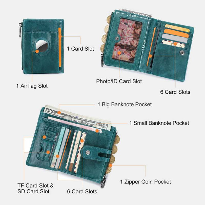 Diebstahlsicheres Apple Wallet Echtleder RFID-blockierendes Airtag-Wallet