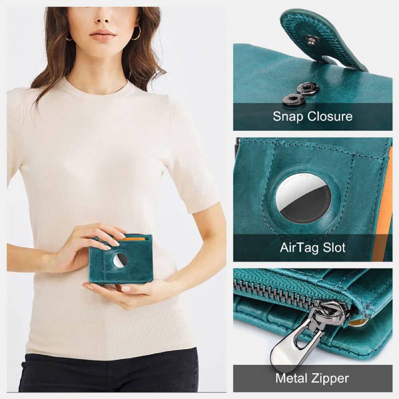 Diebstahlsicheres Apple Wallet Echtleder RFID-blockierendes Airtag-Wallet