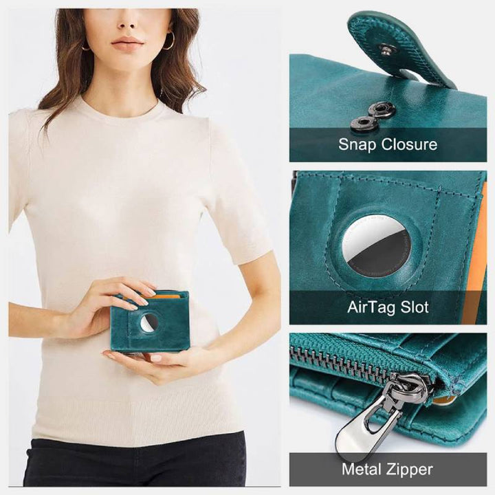 Diebstahlsicheres Apple Wallet Echtleder RFID-blockierendes Airtag-Wallet