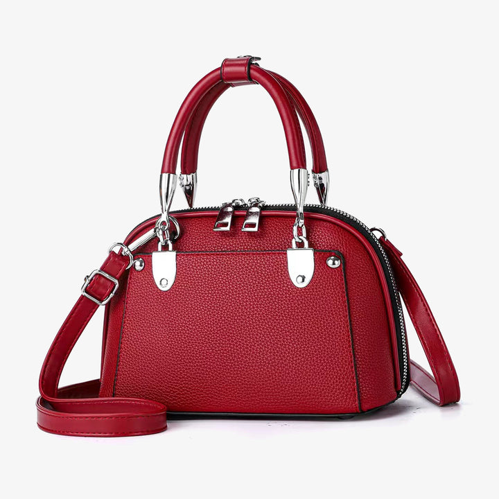 Vegane Leder Boston Tasche Satchel Einfarbig Crossbody Handtasche für Frauen