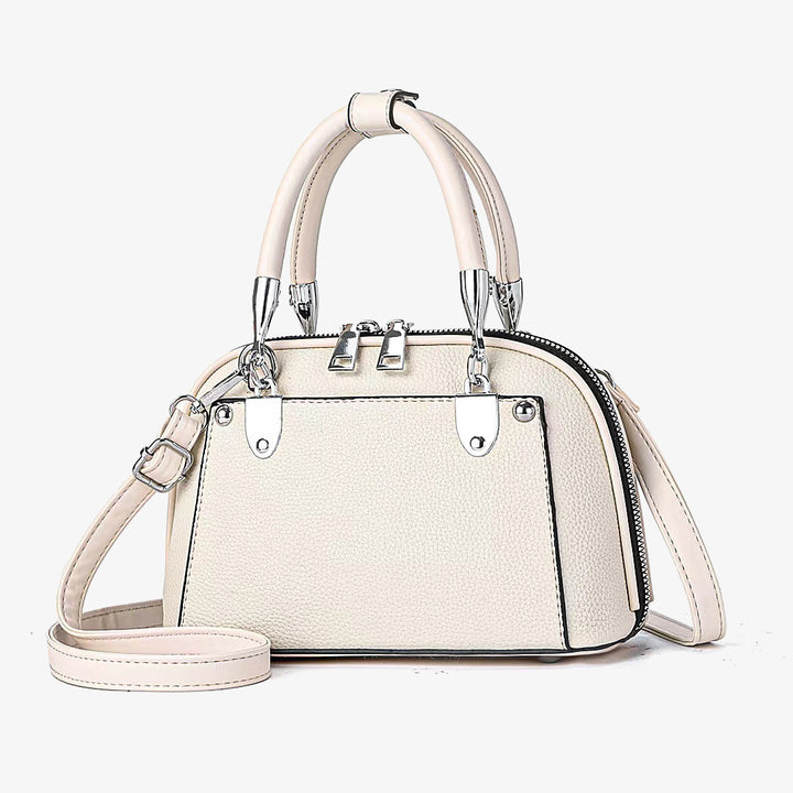 Vegane Leder Boston Tasche Satchel Einfarbig Crossbody Handtasche für Frauen