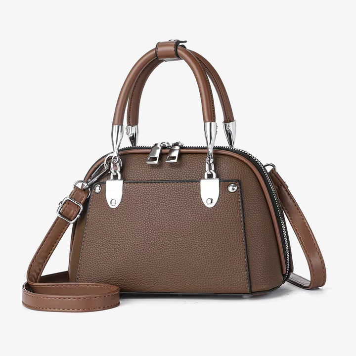 Vegane Leder Boston Tasche Satchel Einfarbig Crossbody Handtasche für Frauen