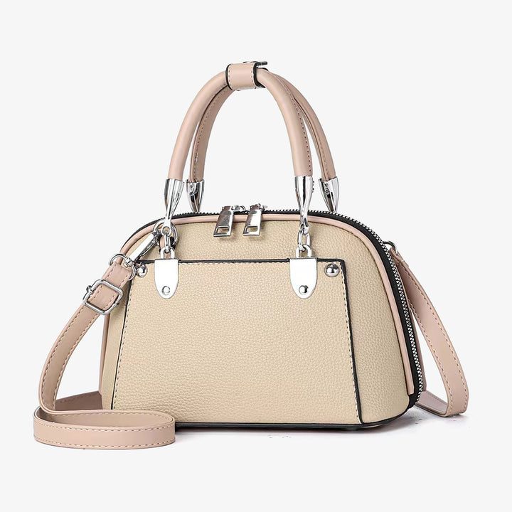 Vegane Leder Boston Tasche Satchel Einfarbig Crossbody Handtasche für Frauen