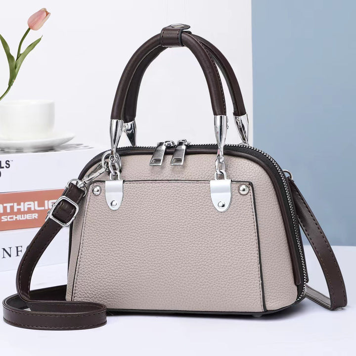 Vegane Leder Boston Tasche Satchel Einfarbig Crossbody Handtasche für Frauen