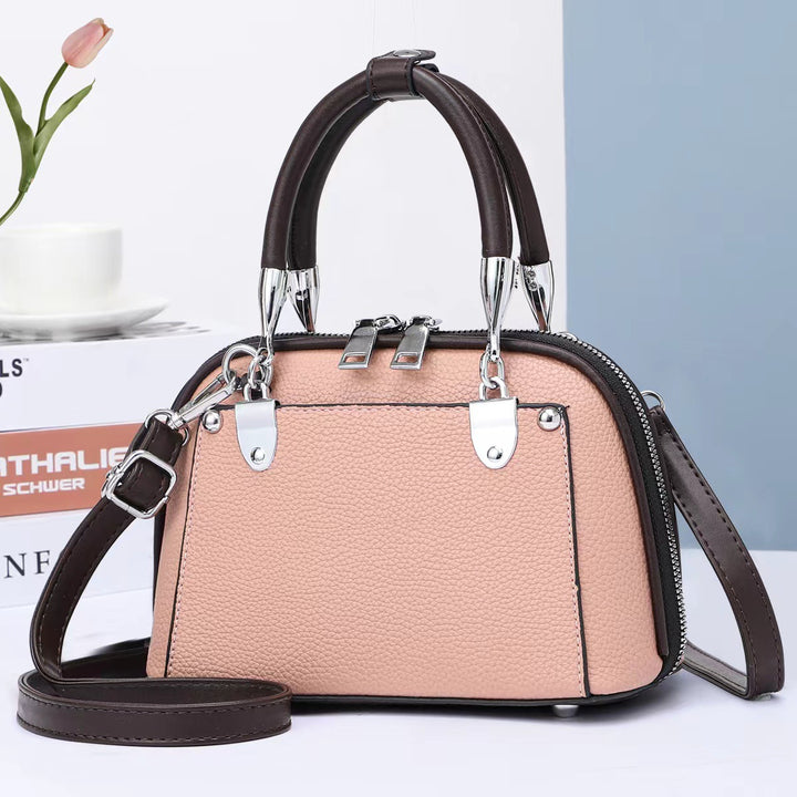 Vegane Leder Boston Tasche Satchel Einfarbig Crossbody Handtasche für Frauen