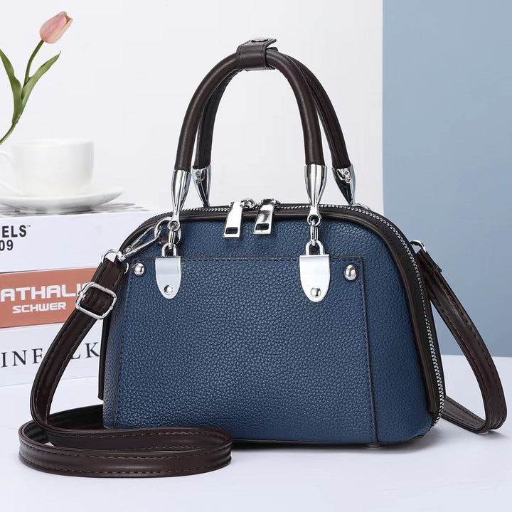 Vegane Leder Boston Tasche Satchel Einfarbig Crossbody Handtasche für Frauen