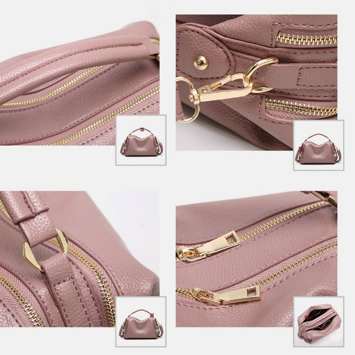 Damen Umhängetasche, elegante Handtasche mit großem Fassungsvermögen, veganes Leder, Boston-Tasche