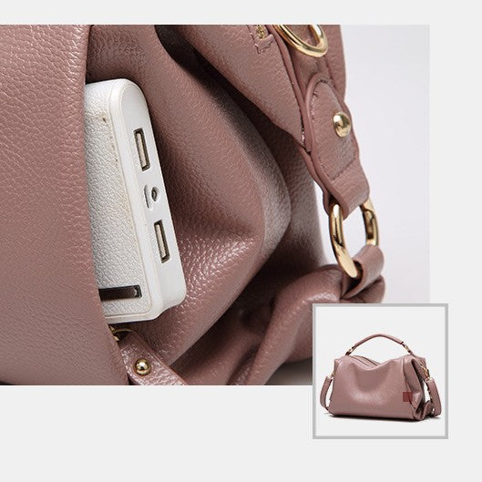 Damen Umhängetasche, elegante Handtasche mit großem Fassungsvermögen, veganes Leder, Boston-Tasche