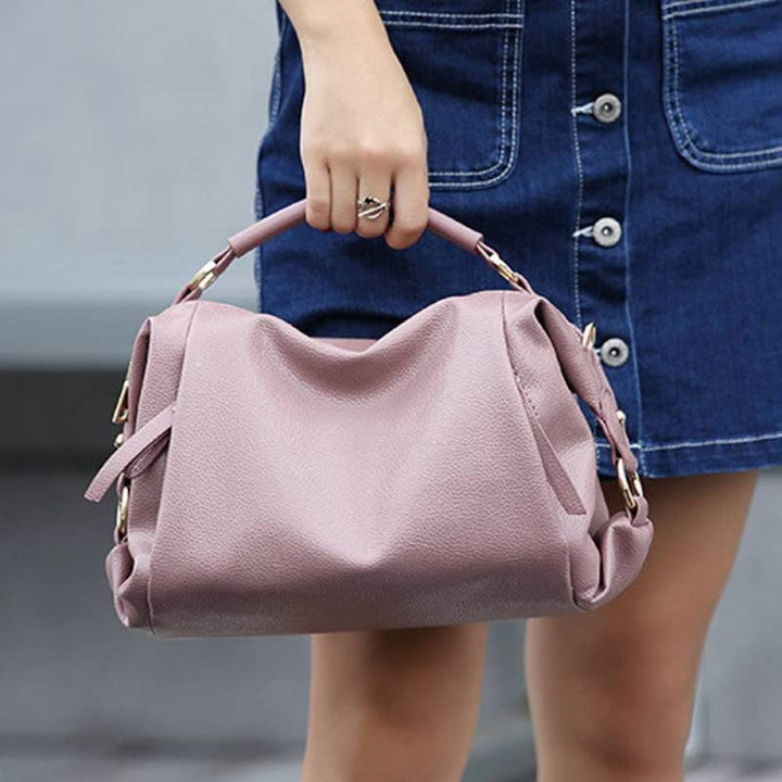 Damen Umhängetasche, elegante Handtasche mit großem Fassungsvermögen, veganes Leder, Boston-Tasche