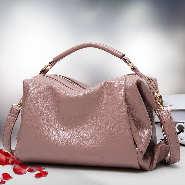 Damen Umhängetasche, elegante Handtasche mit großem Fassungsvermögen, veganes Leder, Boston-Tasche