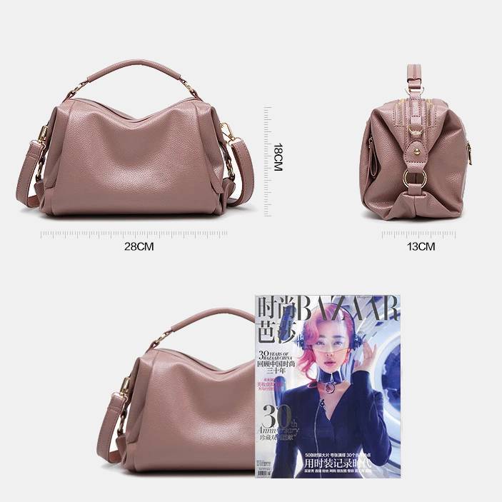 Damen Umhängetasche, elegante Handtasche mit großem Fassungsvermögen, veganes Leder, Boston-Tasche