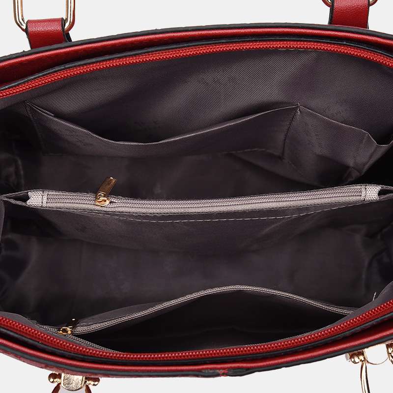 Vegane Leder Boston Tasche Satchel Einfarbig Crossbody Handtasche für Frauen