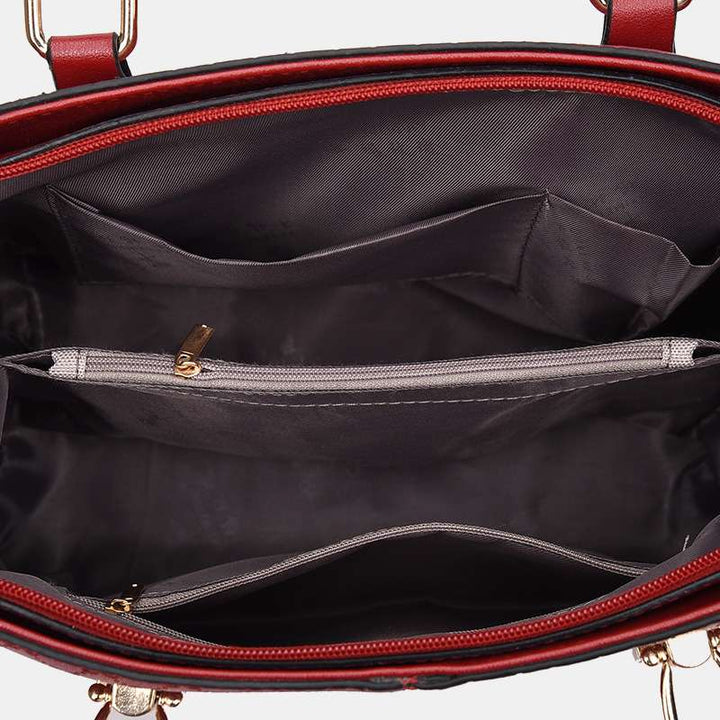 Vegane Leder Boston Tasche Satchel Einfarbig Crossbody Handtasche für Frauen