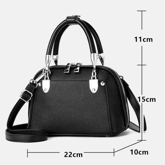 Vegane Leder Boston Tasche Satchel Einfarbig Crossbody Handtasche für Frauen