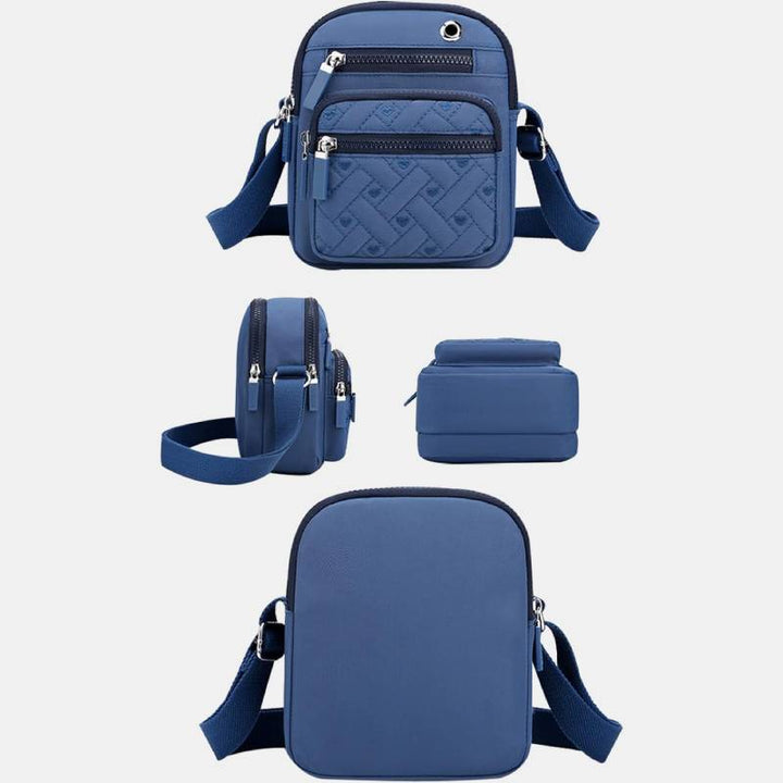 Lässige Umhängetasche aus Nylon mit mehreren Taschen und Loch für Kopfhörer