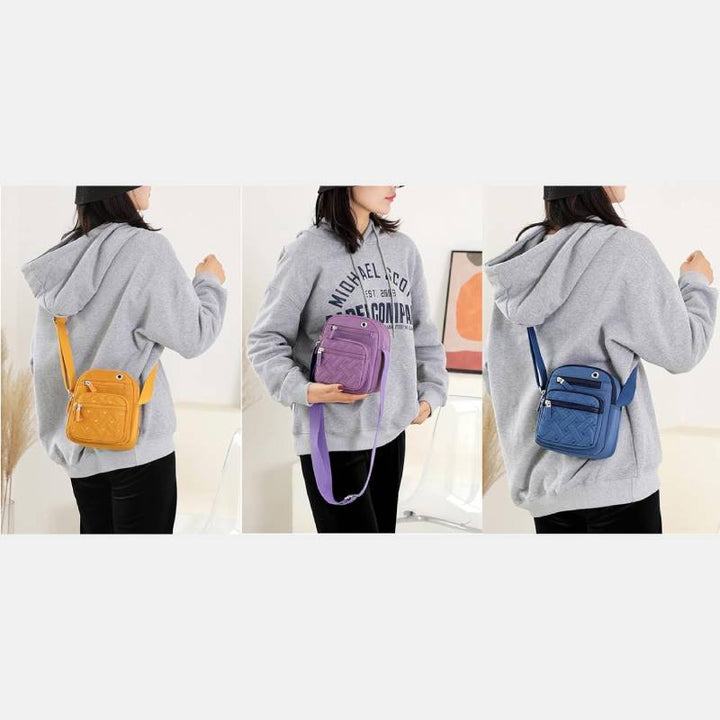 Lässige Umhängetasche aus Nylon mit mehreren Taschen und Loch für Kopfhörer