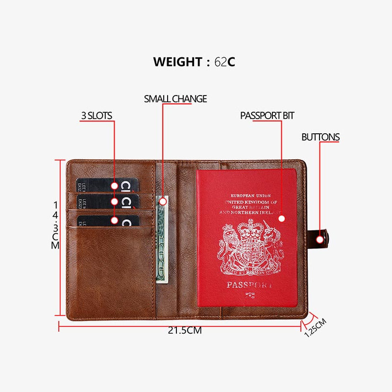 Apple Wallet für Reisepasshülle aus Leder mit Airtag-Steckplatz