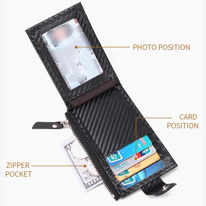 Schlankes Apple Wallet-Kartenetui aus Kohlefaser mit Airtag-Steckplatz