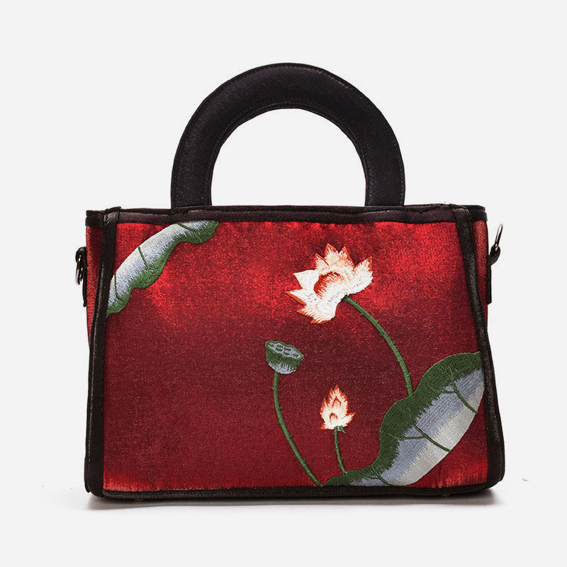 Tote im ethnischen Stil mit Blumenstickereien, Umhängetasche für Damen