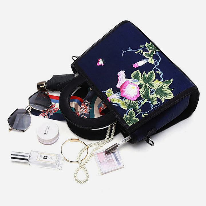 Tote im ethnischen Stil mit Blumenstickereien, Umhängetasche für Damen