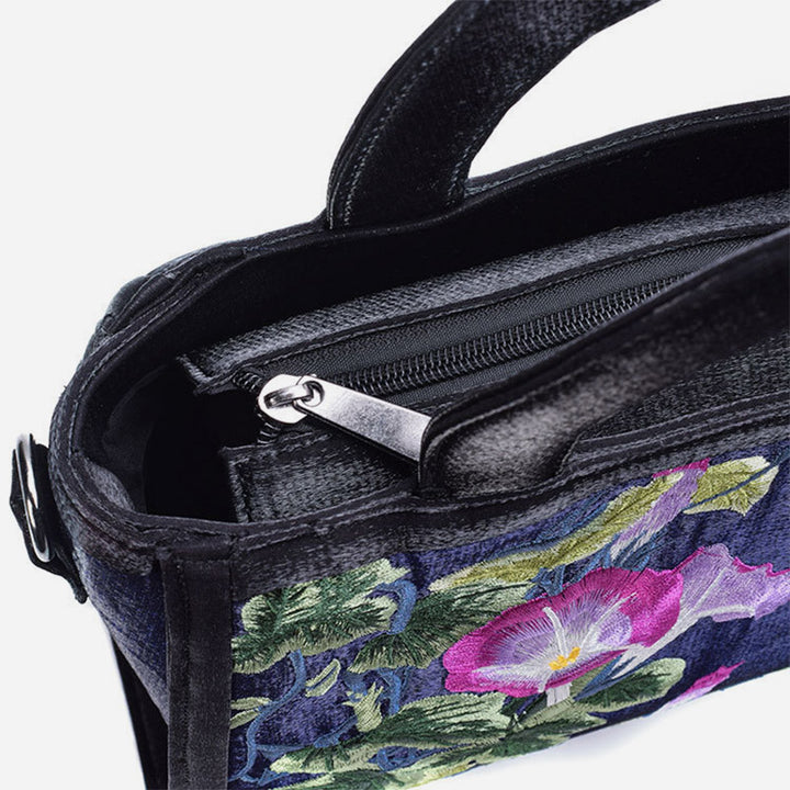 Tote im ethnischen Stil mit Blumenstickereien, Umhängetasche für Damen