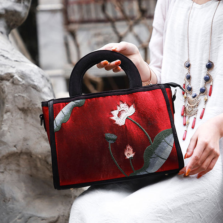 Tote im ethnischen Stil mit Blumenstickereien, Umhängetasche für Damen
