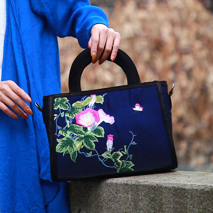 Tote im ethnischen Stil mit Blumenstickereien, Umhängetasche für Damen