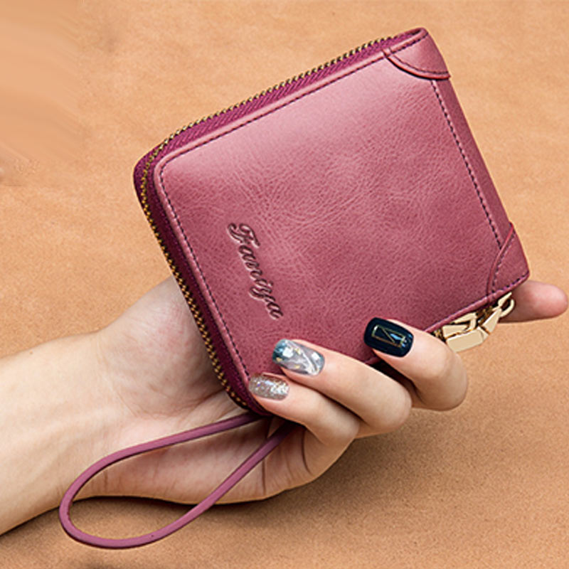 Kompakte Handtasche mit Rundum-Reißverschluss für Damen, geräumige Handtasche aus echtem Leder