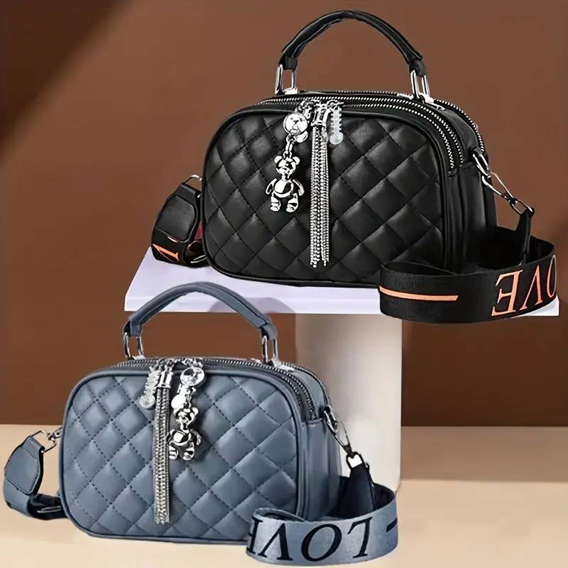 Tasche mit Griff oben für Damen, mehrlagige Umhängetasche mit großem Fassungsvermögen