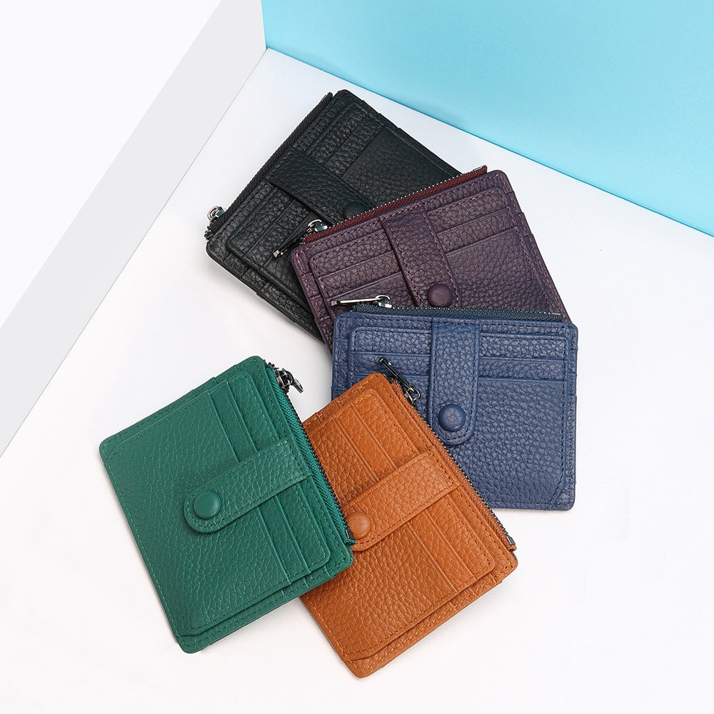 Schlankes Kartenetui, Vordertasche, Geldbörse, Kreditkartenhalter für Damen, mit Schlüsselanhänger