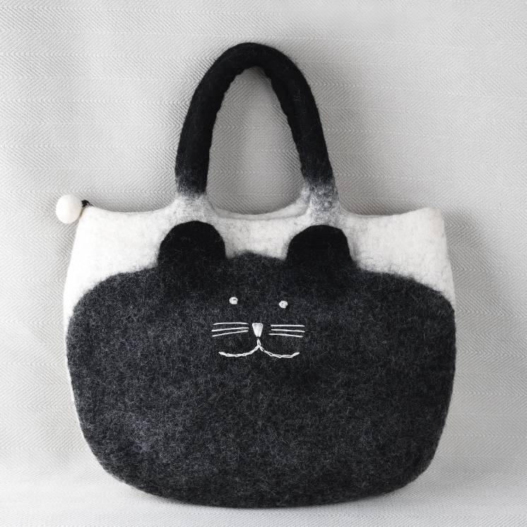 Handgemachte handgemachte Katze Wollfilz Handtasche